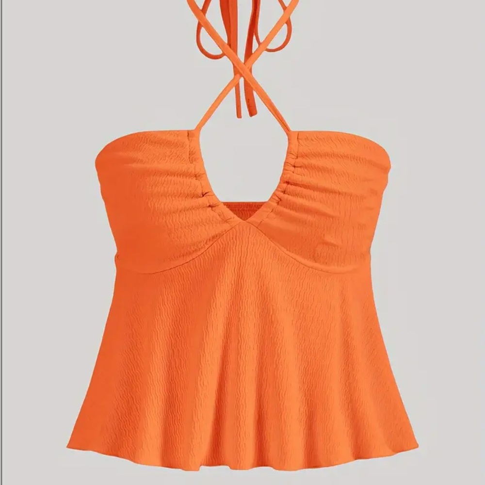 Orange Halter Neck Women's Top